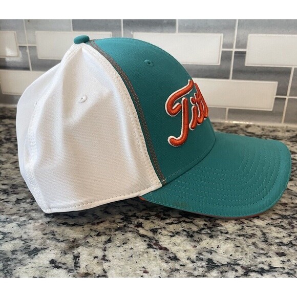 TITLEIST Fitted Golf Hat LARGE/XL Aqua Green Orange White NEW Embroidered - Picture 4 of 7